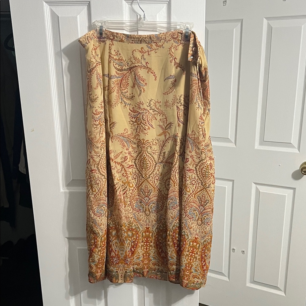 Coldwater Creek Beige and Rust Paisley Maxi Skirt